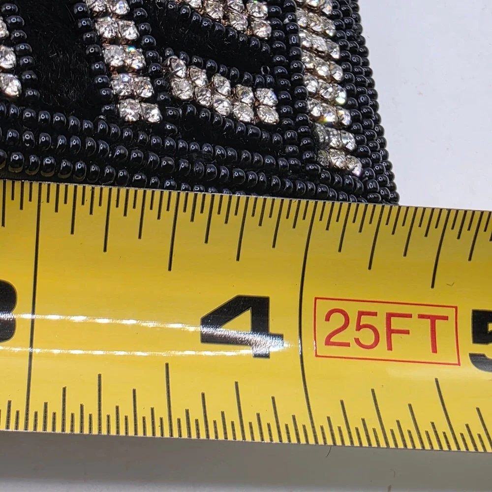 Vintage Style Black Beaded Rhinestone Art Deco Evening Clutch Bag Shoulder Bag